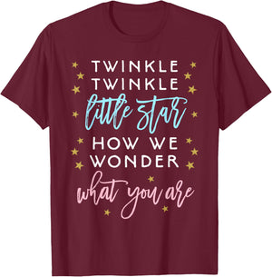 Twinkle Little Star Gender Reveal Shirt Baby Shower Gift T-Shirt - T-Shirt | Maroon