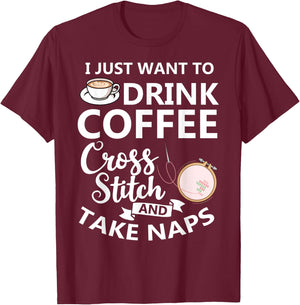 Cross Stitch Counted Pattern Beginner Alphabet Needle T-Shirt - T-Shirt | Maroon