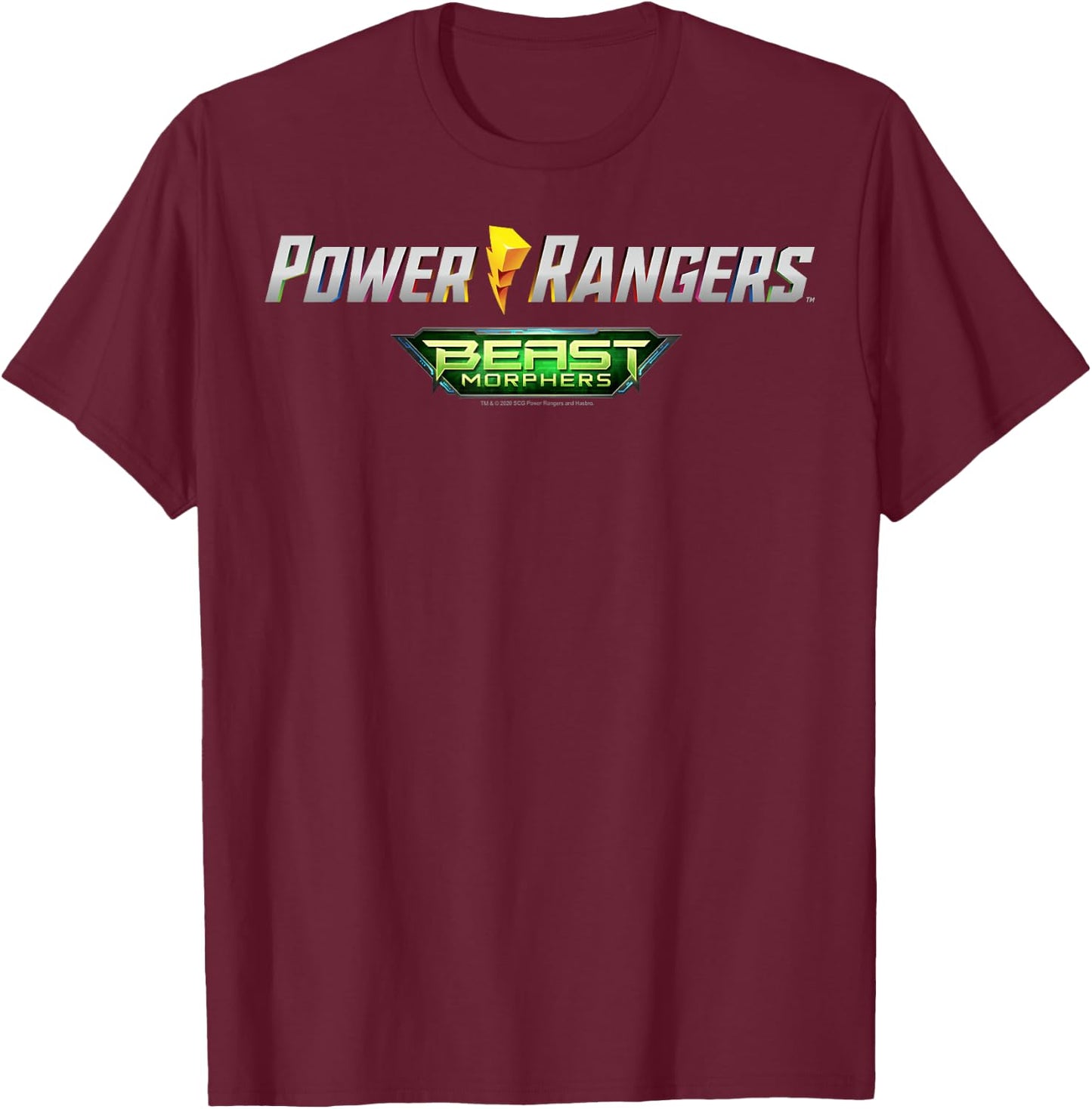 Power Rangers Let's Do This Geometric Group Shot Logo T-Shirt - T-Shirt | Maroon