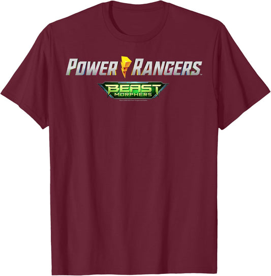 Power Rangers Let's Do This Geometric Group Shot Logo T-Shirt - T-Shirt | Maroon