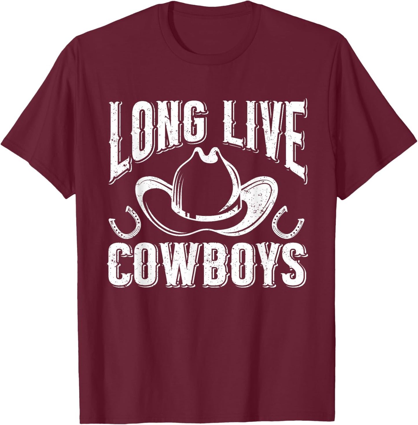Country Western Howdy Cowgirl Long Live Cowboy Rodeo T-Shirt - T-Shirt | Maroon
