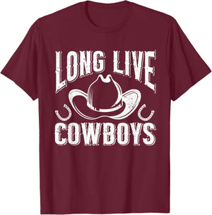 Country Western Howdy Cowgirl Long Live Cowboy Rodeo T-Shirt - T-Shirt | Maroon