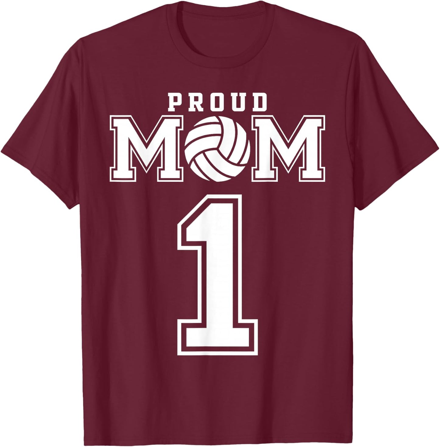 Custom Proud Volleyball Mom Number 1 Personalized Women T-Shirt - T-Shirt | Maroon