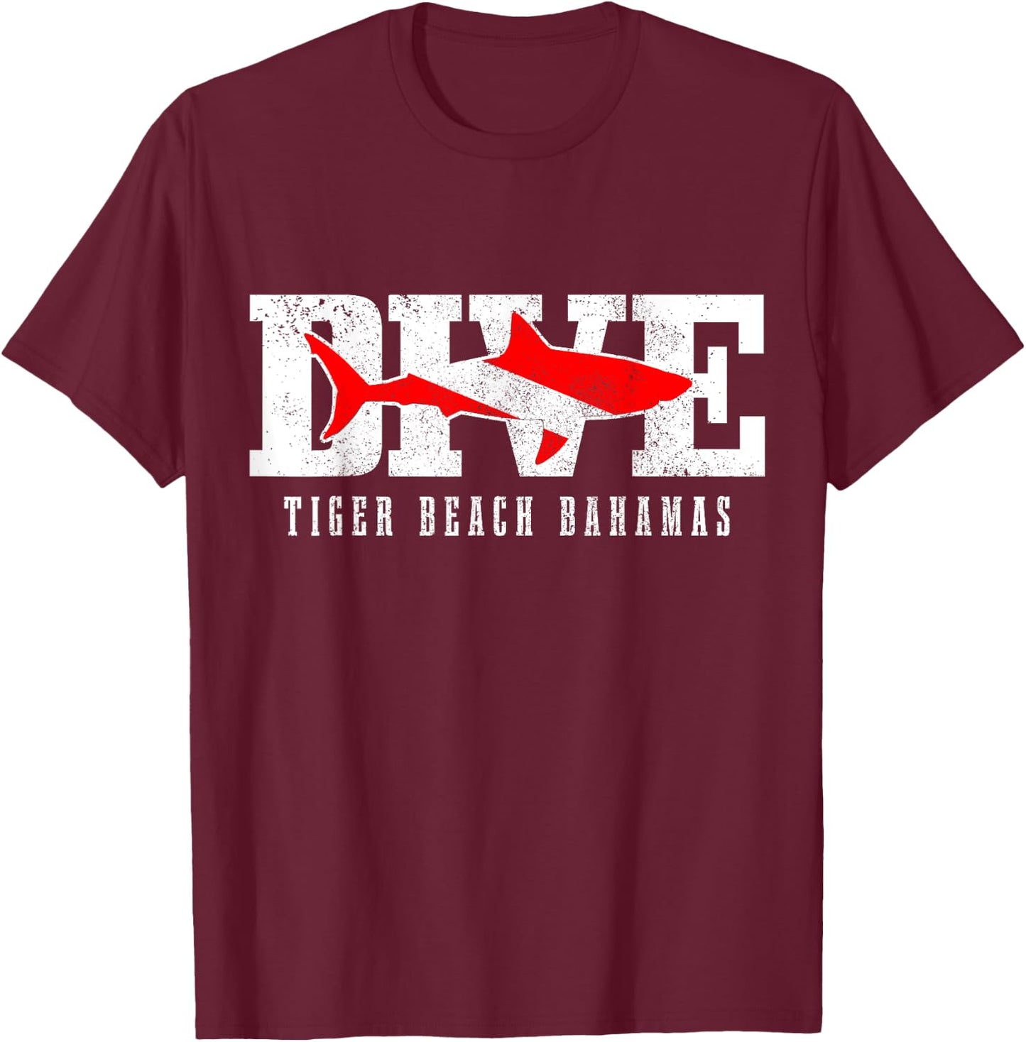 Tiger Beach Bahamas Shark Diving Scuba Diver Men Women T-Shirt - T-Shirt | Maroon