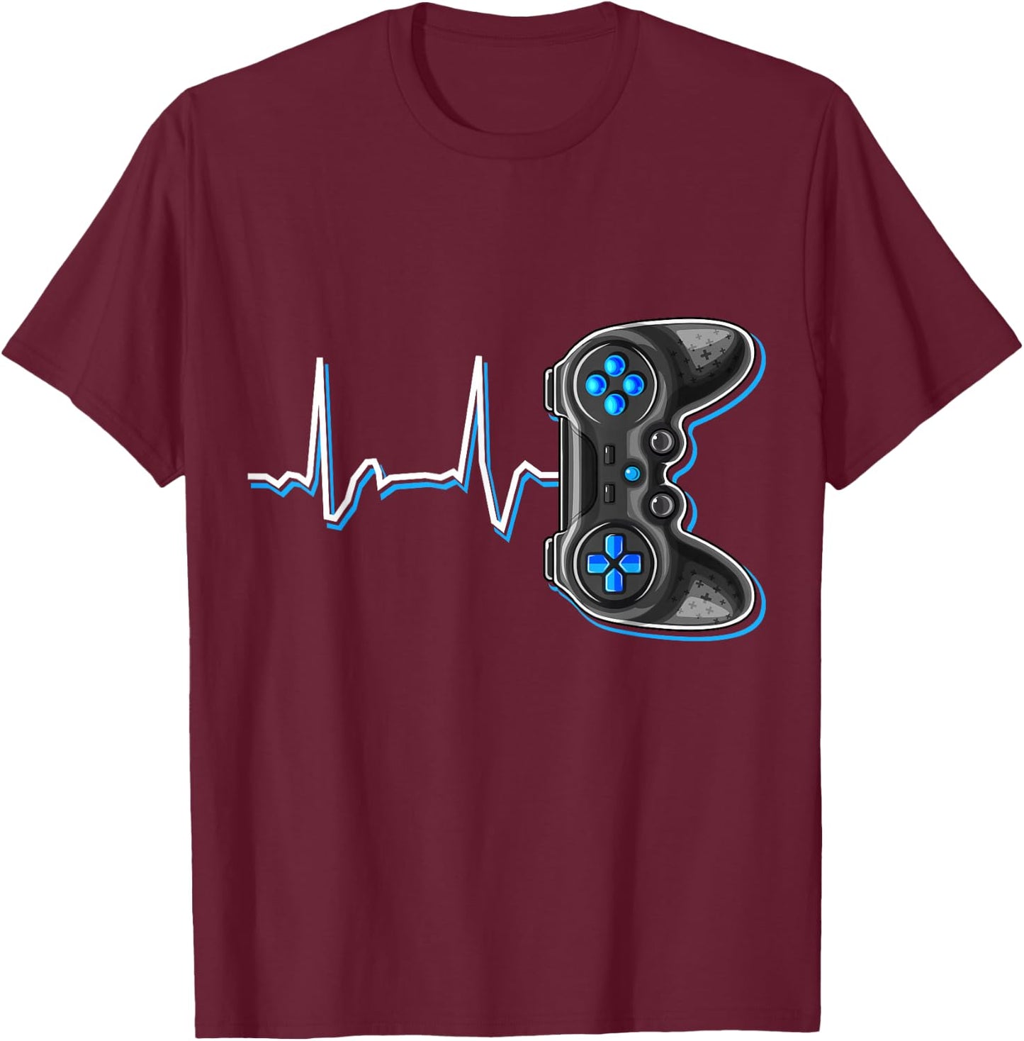 Video Gamer Heartbeat Video Game Controller Gift Kids Boys T-Shirt - T-Shirt | Maroon