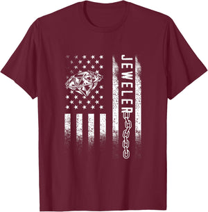 Jeweler Diamond USA American Flag Jewel Jewellery Goldsmith Men T-Shirt - T-Shirt | Maroon