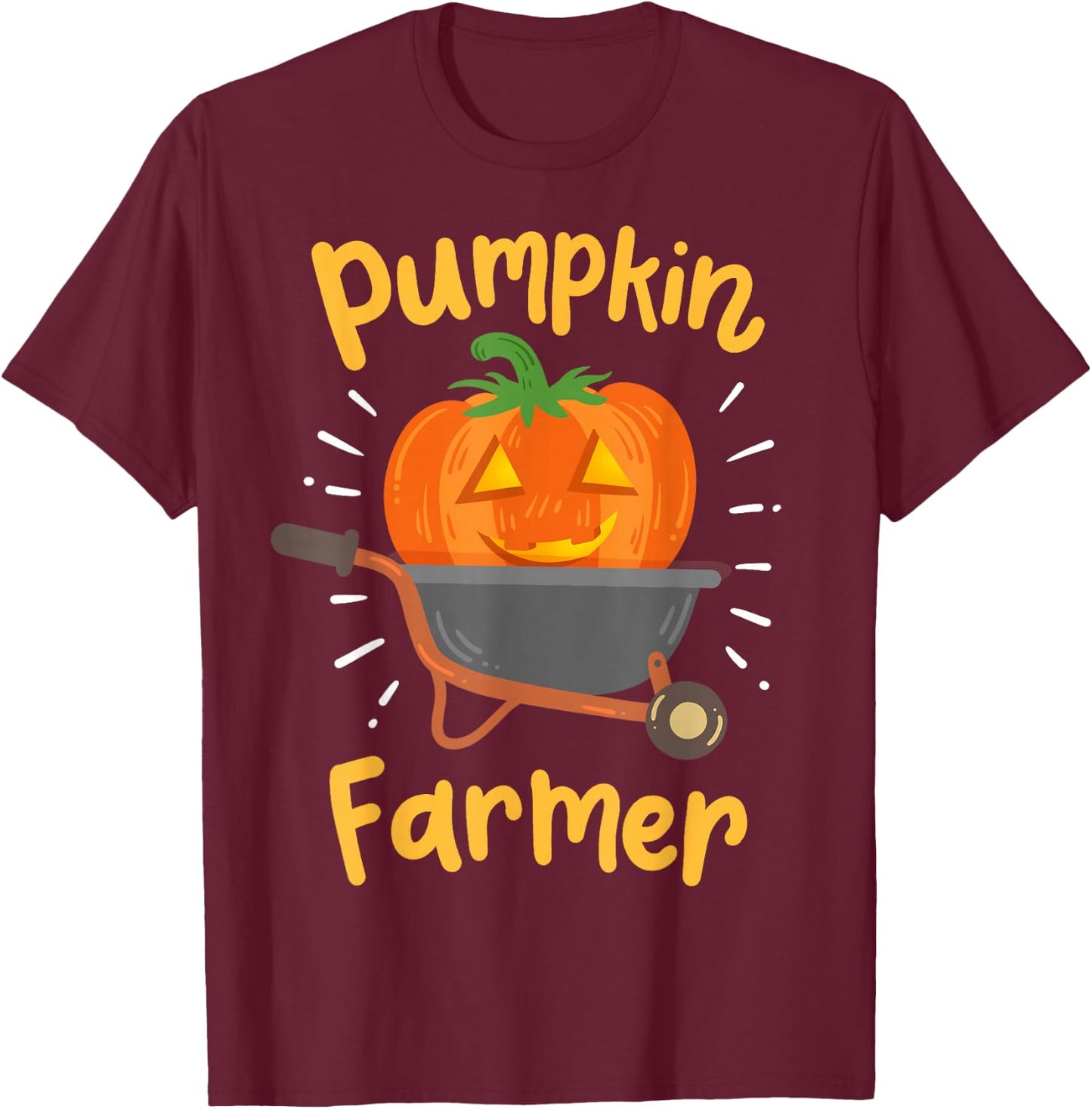 Halloween Pumpkin Farmer T-Shirt - T-Shirt | Maroon