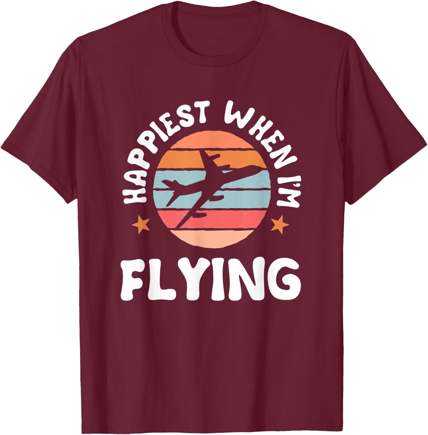 Pilot Flying Retro Aviator Airman Airwoman Aircraft Airplane T-Shirt - T-Shirt | Maroon