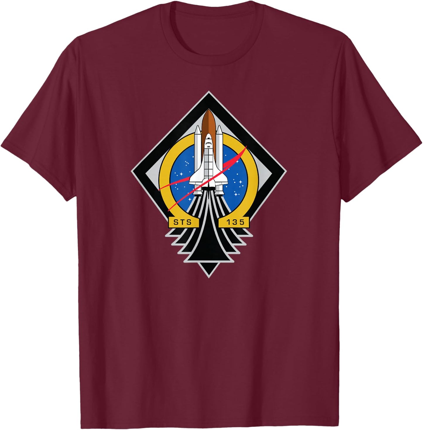 NASA STS-135: NASA's Final Space Shuttle Mission T-Shirt - T-Shirt | Maroon