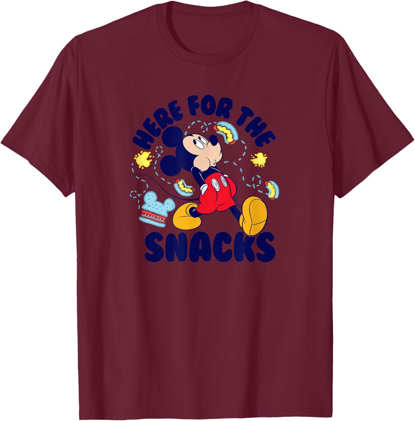 Mickey - Here for The Snacks T-Shirt - T-Shirt | Maroon