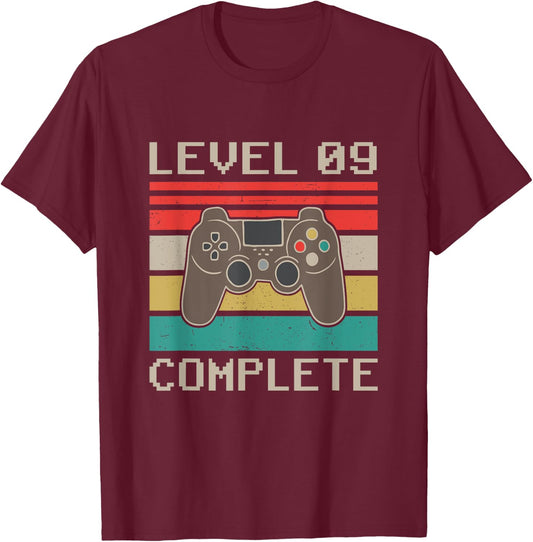 Level 9 Complete 9th Funny Wedding Anniversary For Couples T-Shirt - T-Shirt | Maroon