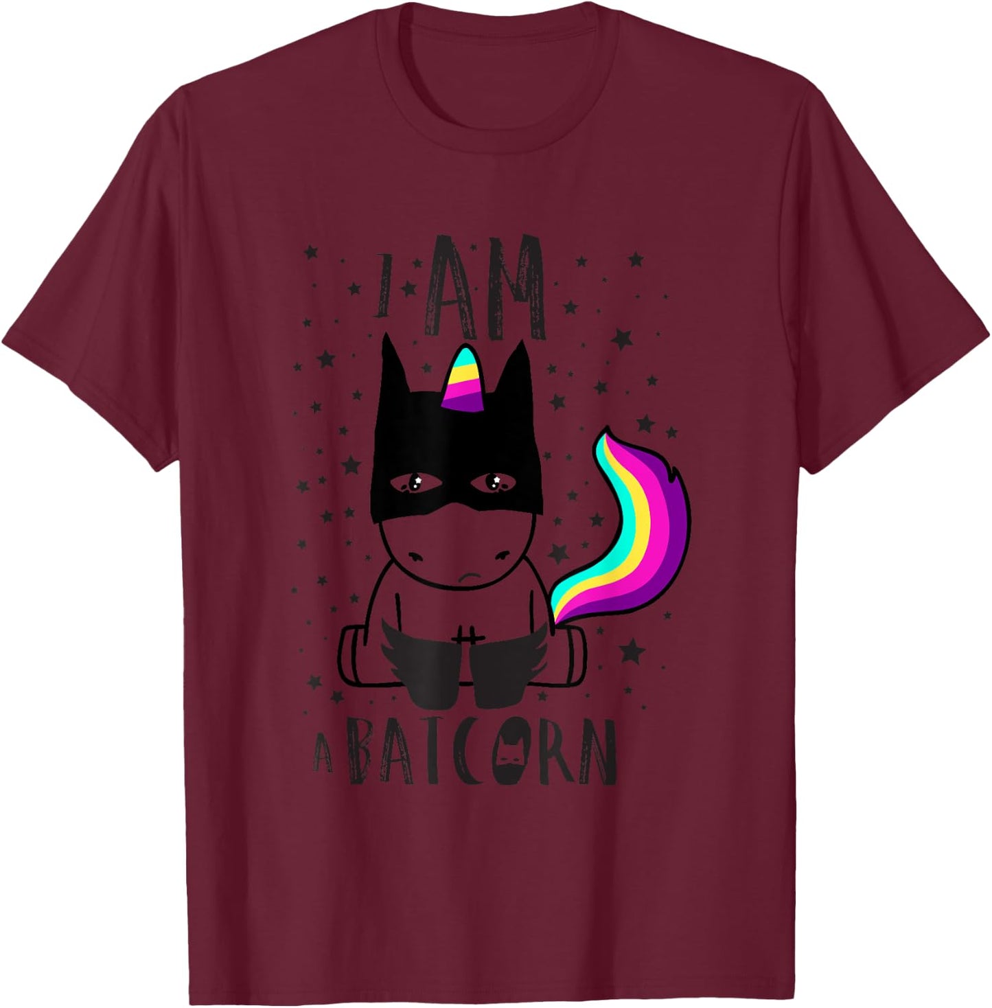 I Am A Batcorn Funny Dark Unicorn Superhero Apparel T-Shirt - T-Shirt | Maroon
