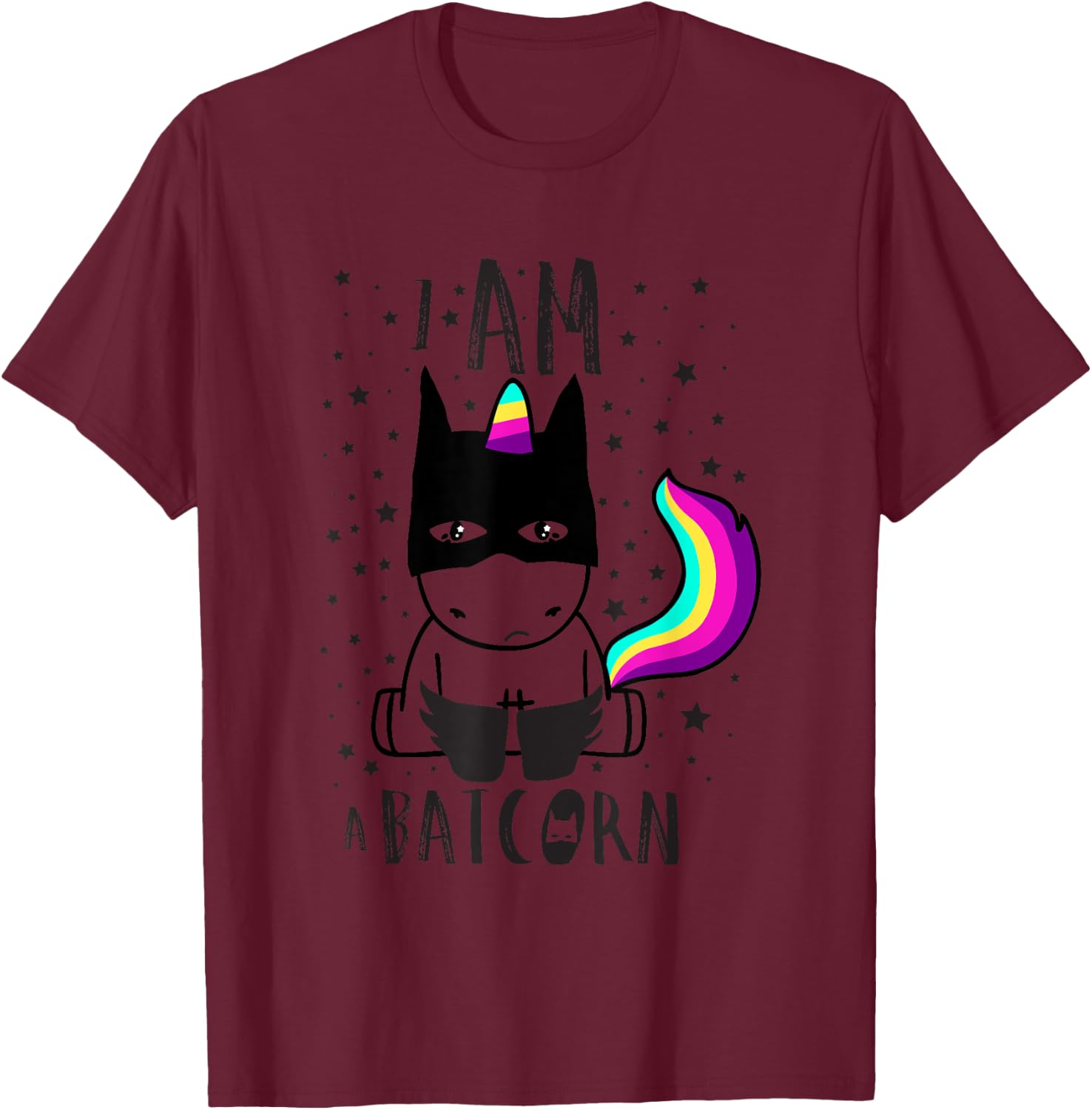 I Am A Batcorn Funny Dark Unicorn Superhero Apparel T-Shirt - T-Shirt | Maroon