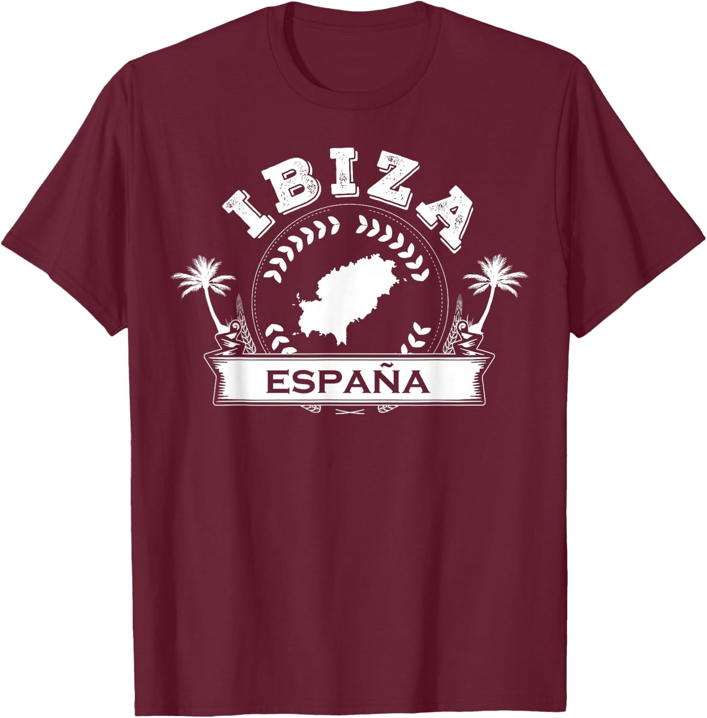 Ibiza Espana Beach Palm Tree Party Destination Gift T-Shirt - T-Shirt | Maroon