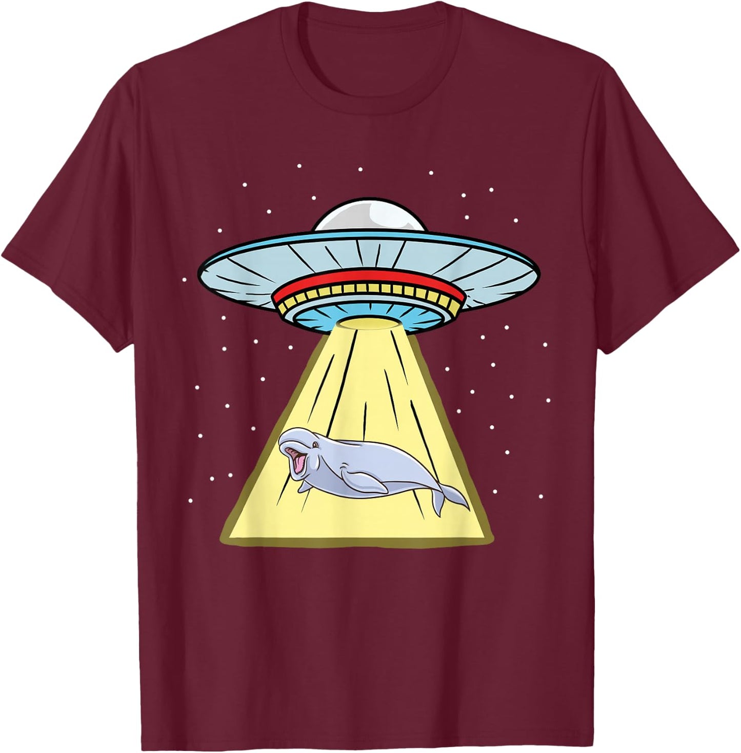 Ufo Abduction Beluga Whale T-Shirt - T-Shirt | Maroon