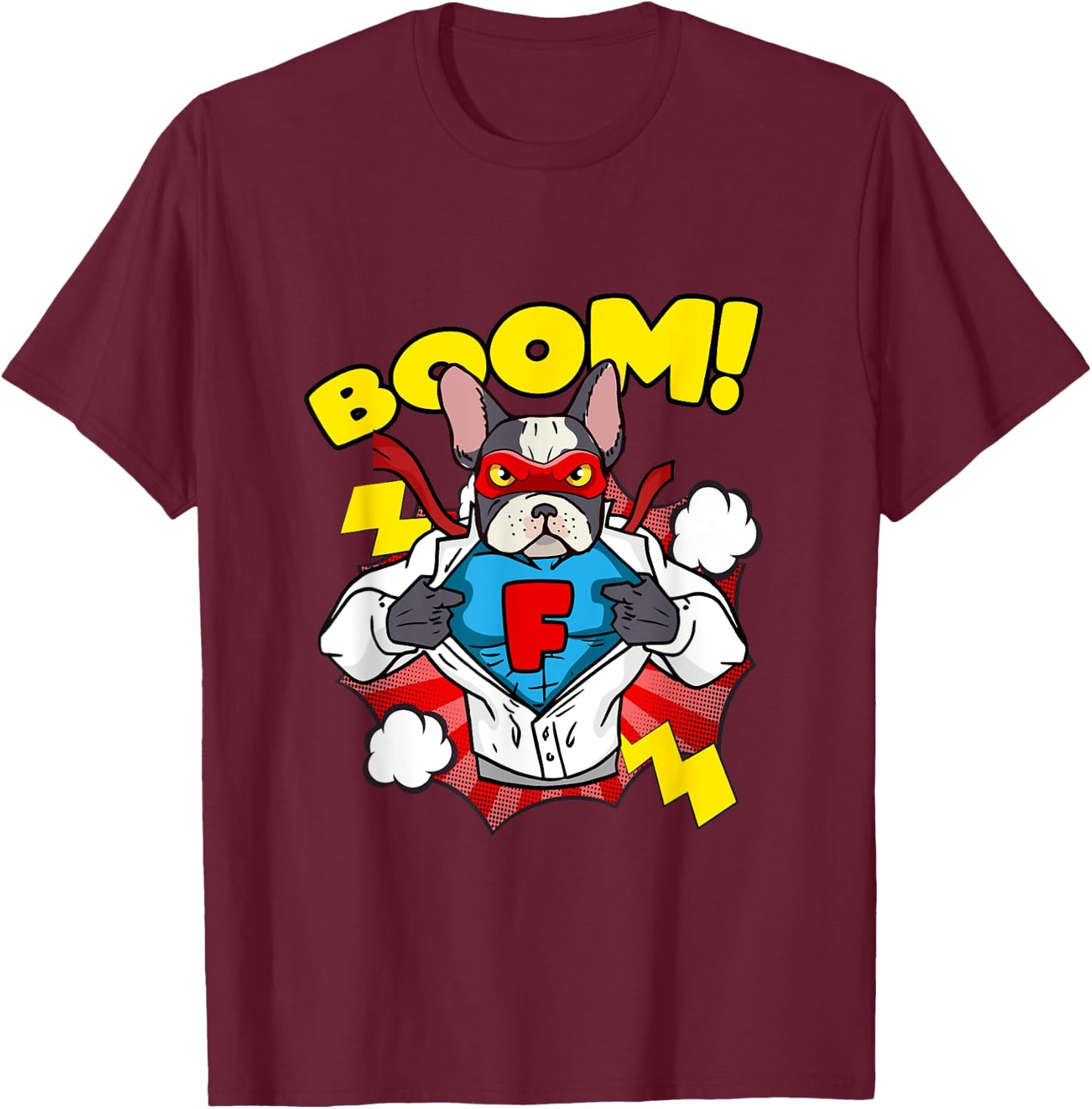 French Bulldog as Comic Super Hero Women Kids T-Shirt - T-Shirt | Maroon