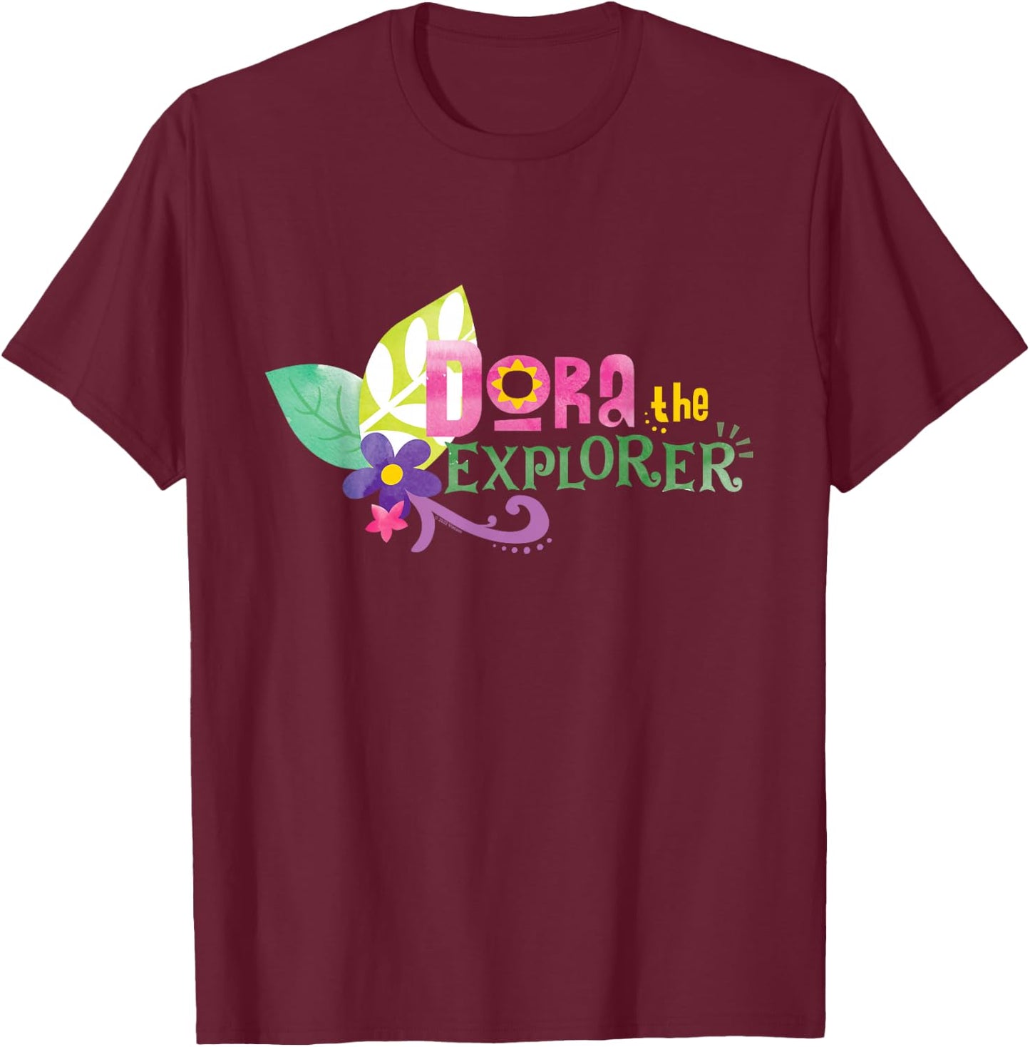 Dora the Explorer Floral Lettering T-Shirt - T-Shirt | Maroon