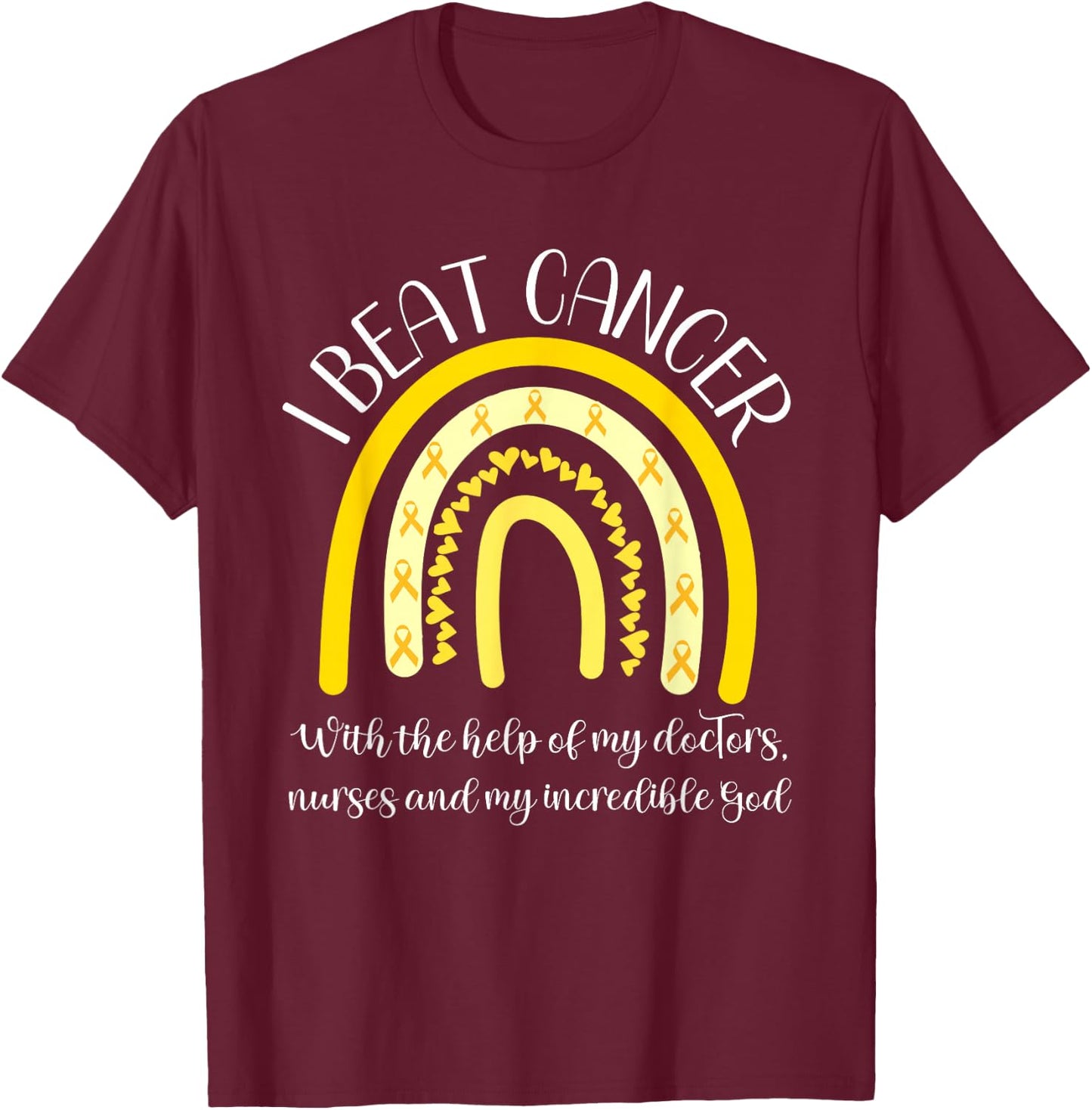 Childhood Cancer Survivor End Chemo I Beat Cancer Sarcoma T-Shirt - T-Shirt | Maroon