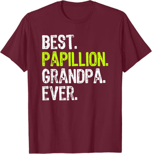Best Papillion Grandpa Ever Dog Lover T-Shirt - T-Shirt | Maroon