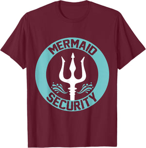 Mermaid Security Swimmer Gift Merman Merdad Swimming T-Shirt - T-Shirt | Maroon