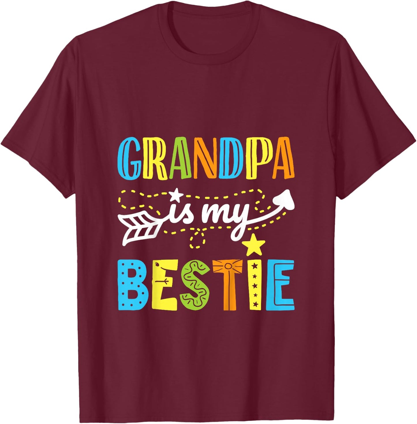 Grandpa Is My Bestie Grandparent Papa Boy Girl Toddler T-Shirt - T-Shirt | Maroon