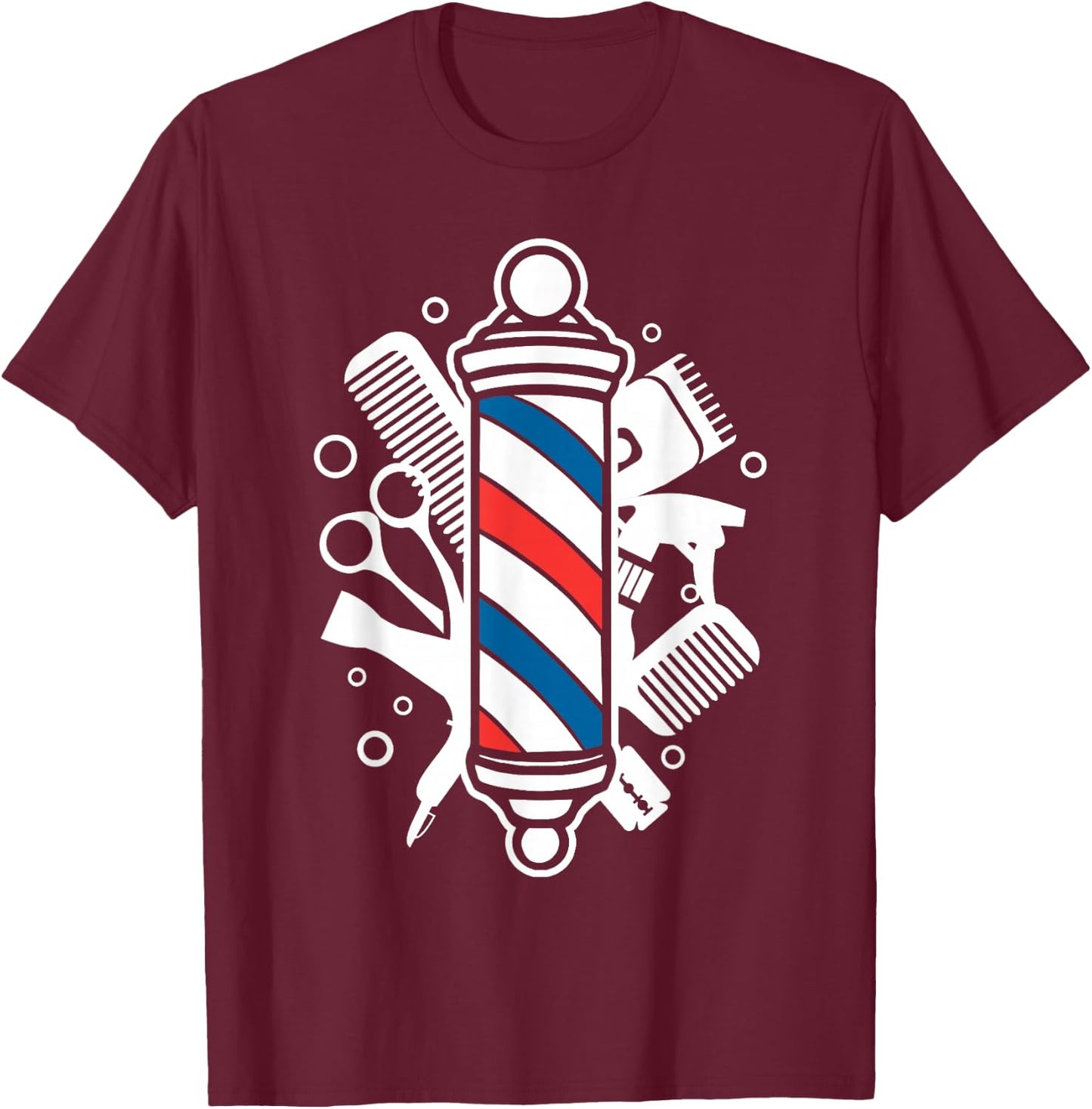 Best Barber Women Hairdresser Barbershop Pole Tools T-Shirt - T-Shirt | Maroon