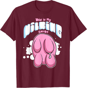 This is My Milking Top Dairy Farming Cows Udders T-Shirt - T-Shirt | Maroon