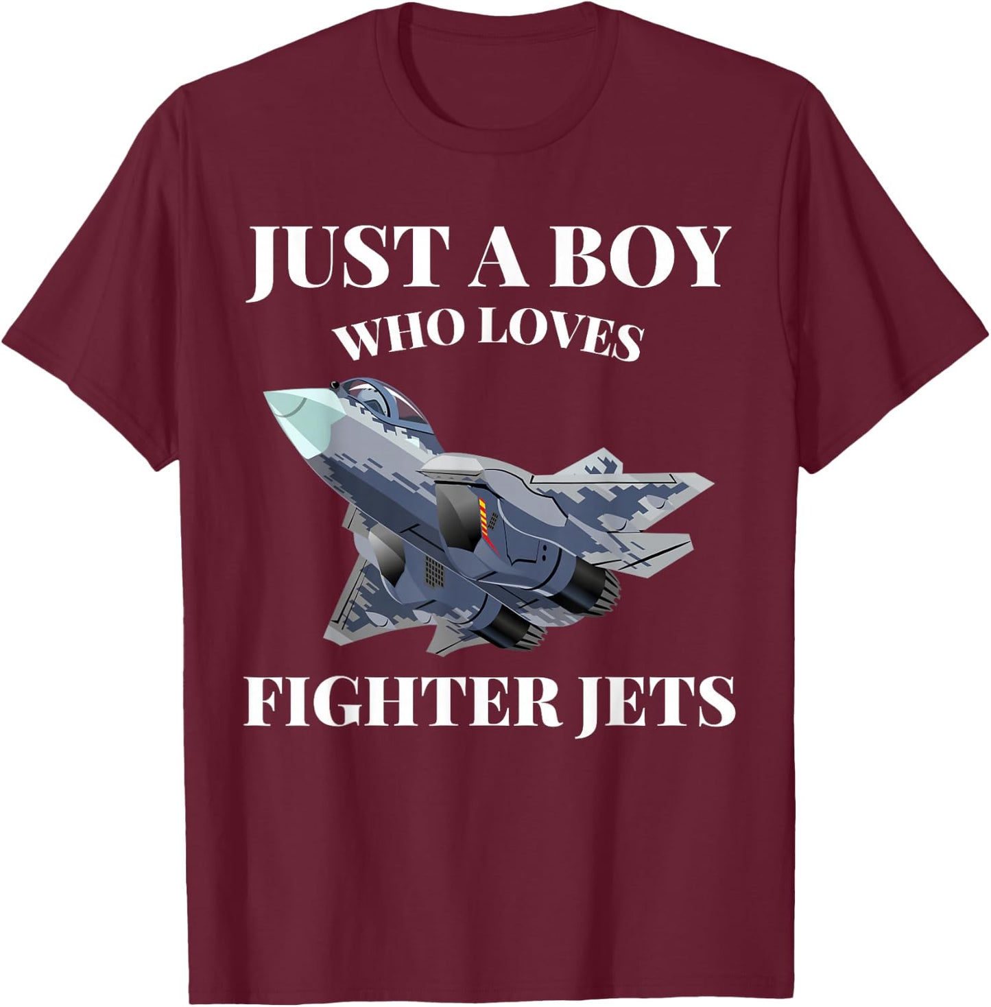 Just a Boy who loves Fighter Jets Airplane Airplane Aviation T-Shirt - T-Shirt | Maroon