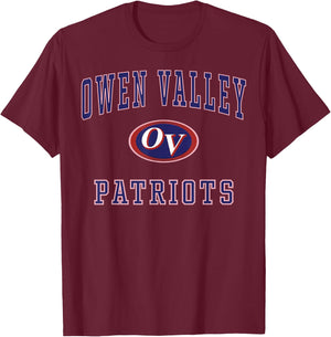 Owen Valley High School Patriots C1 T-Shirt - T-Shirt | Maroon