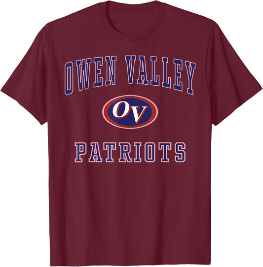 Owen Valley High School Patriots C1 T-Shirt - T-Shirt | Maroon