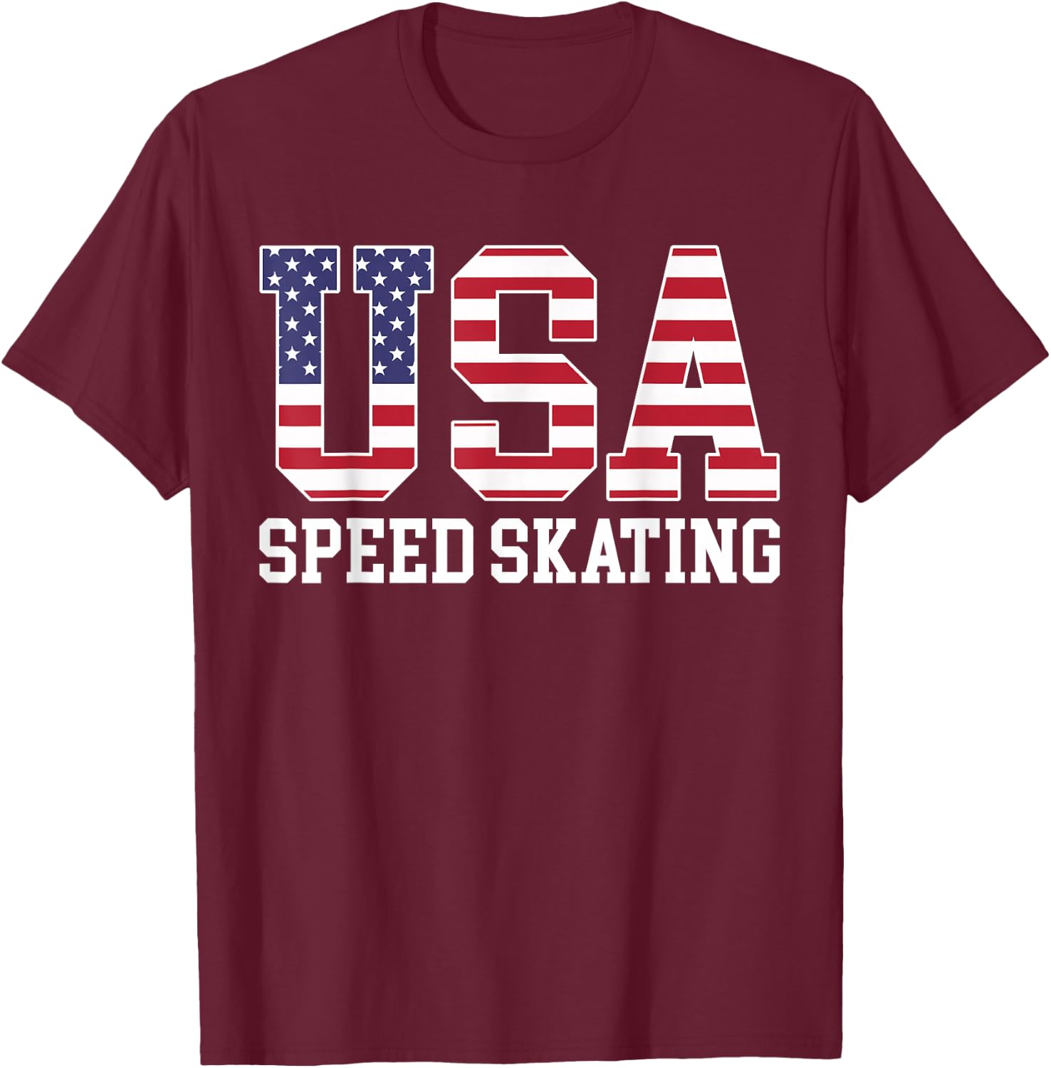 USA Flag Speed Skater - American USA Speed Skating Men T-Shirt - T-Shirt | Maroon