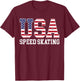 USA Flag Speed Skater - American USA Speed Skating Men T-Shirt - T-Shirt | Maroon
