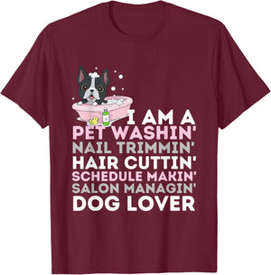 Dog Salon Owner - Dog Groomer & Dog Grooming T-Shirt - T-Shirt | Maroon