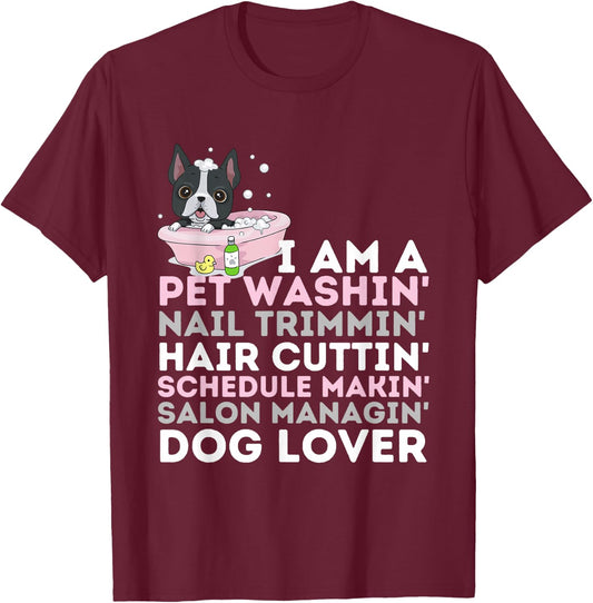 Dog Salon Owner - Dog Groomer & Dog Grooming T-Shirt - T-Shirt | Maroon