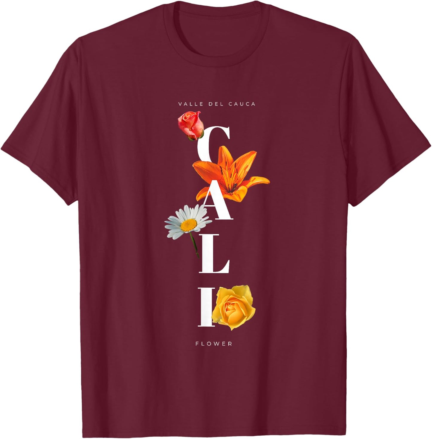 Cali - flower Colombia T-Shirt - T-Shirt | Maroon