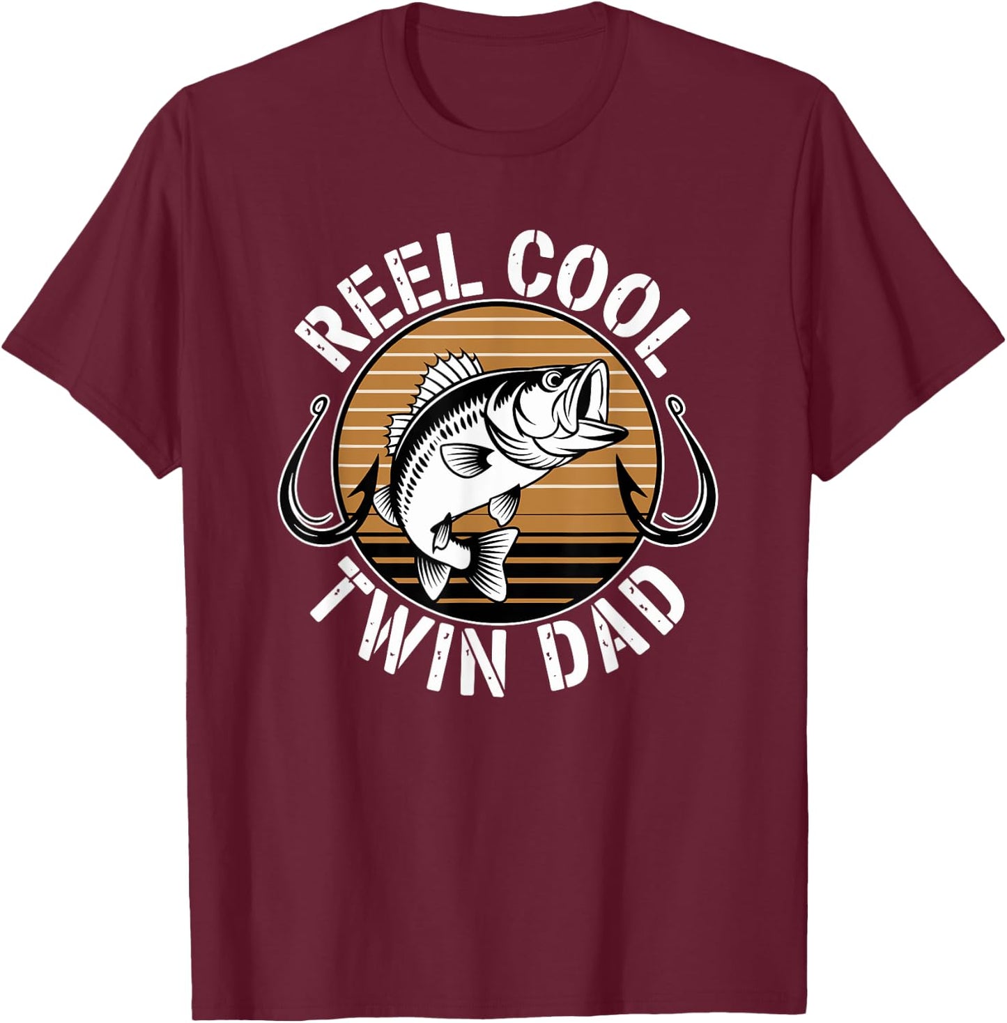 Reel Cool Twin Dad Fisherman Fishing T-Shirt - T-Shirt | Maroon