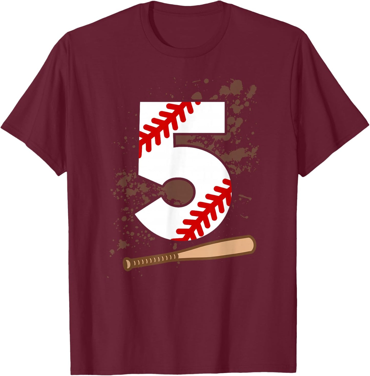 5th Birthday Baseball 5 Years Old Baseball Player T-Shirt - T-Shirt | Maroon
