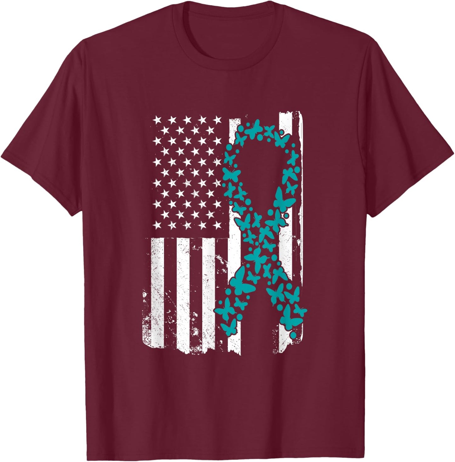 Ovarian Cancer Ribbon Awareness Mother's Day T-Shirt - T-Shirt | Maroon