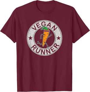 Vegan Runner Plant Powered Athlete T-Shirt - T-Shirt | Maroon