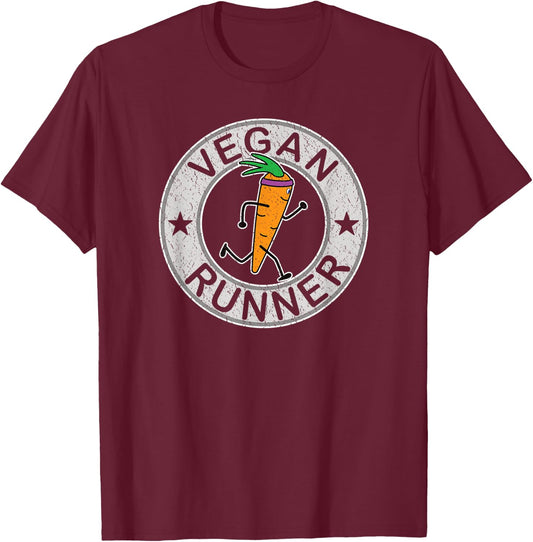 Vegan Runner Plant Powered Athlete T-Shirt - T-Shirt | Maroon