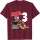 Kids Sound The Alarm I'm 3 years old Firefighter Boy 3rd Birthday T-Shirt - T-Shirt | Maroon