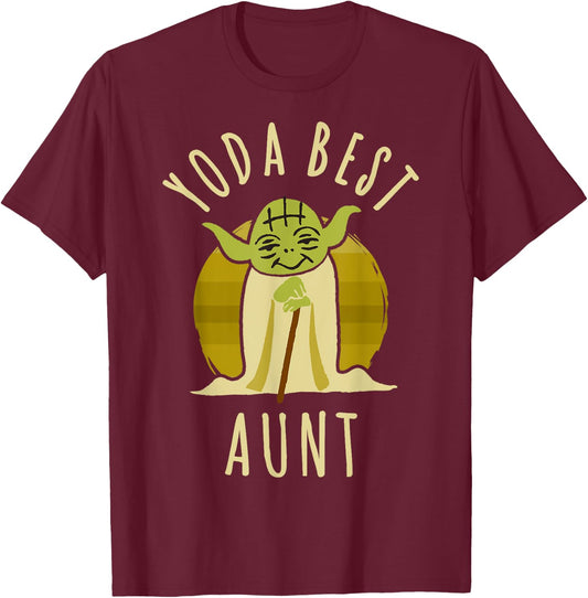 Star Wars Yoda Best Aunt Cartoon Yoda T-Shirt - T-Shirt | Maroon