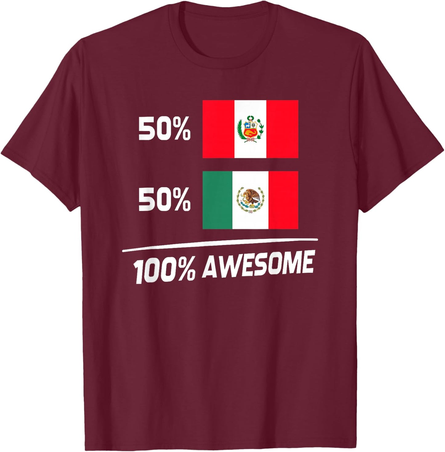 Peruvian Mexican Flag Peru Mexico T-Shirt - T-Shirt | Maroon