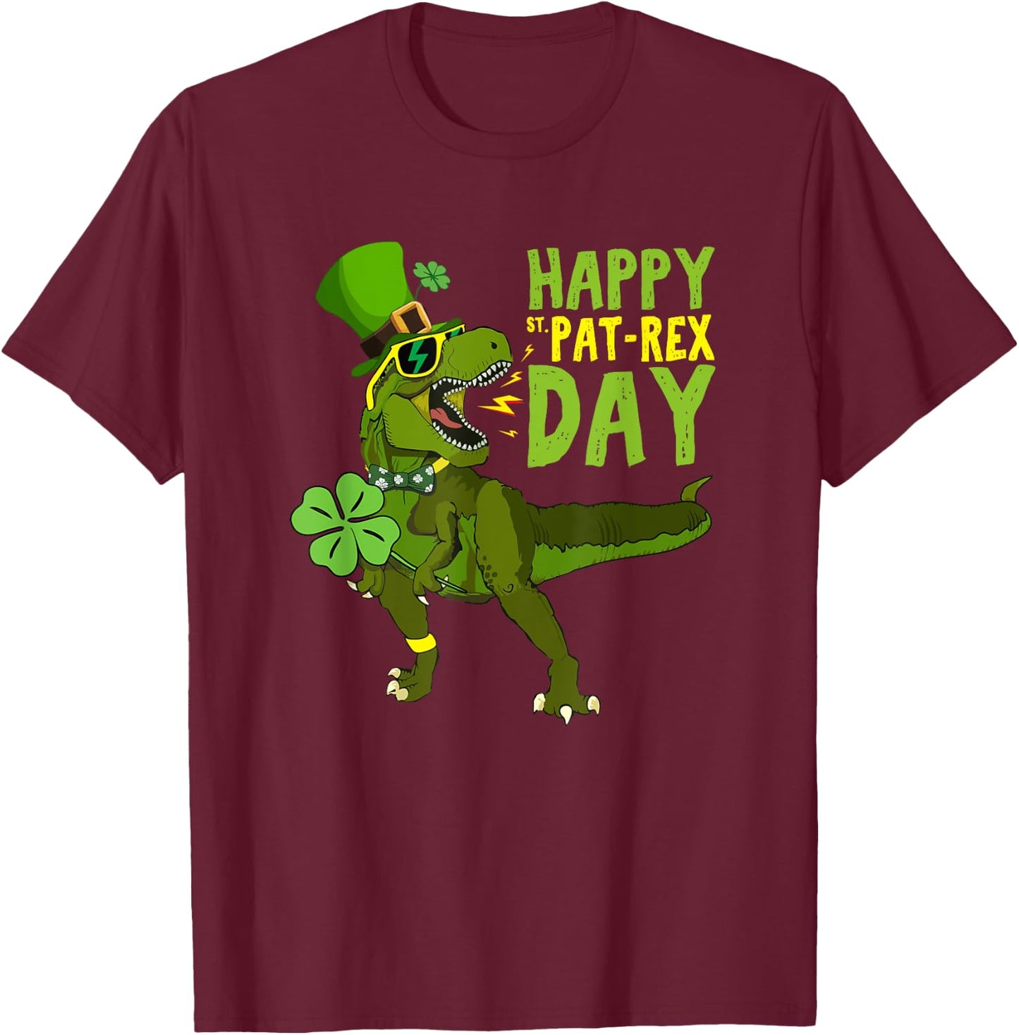 Happy St Pat Rex Day Saint Patrick's Day Dino Tyrannosaurus T-Shirt - T-Shirt | Maroon