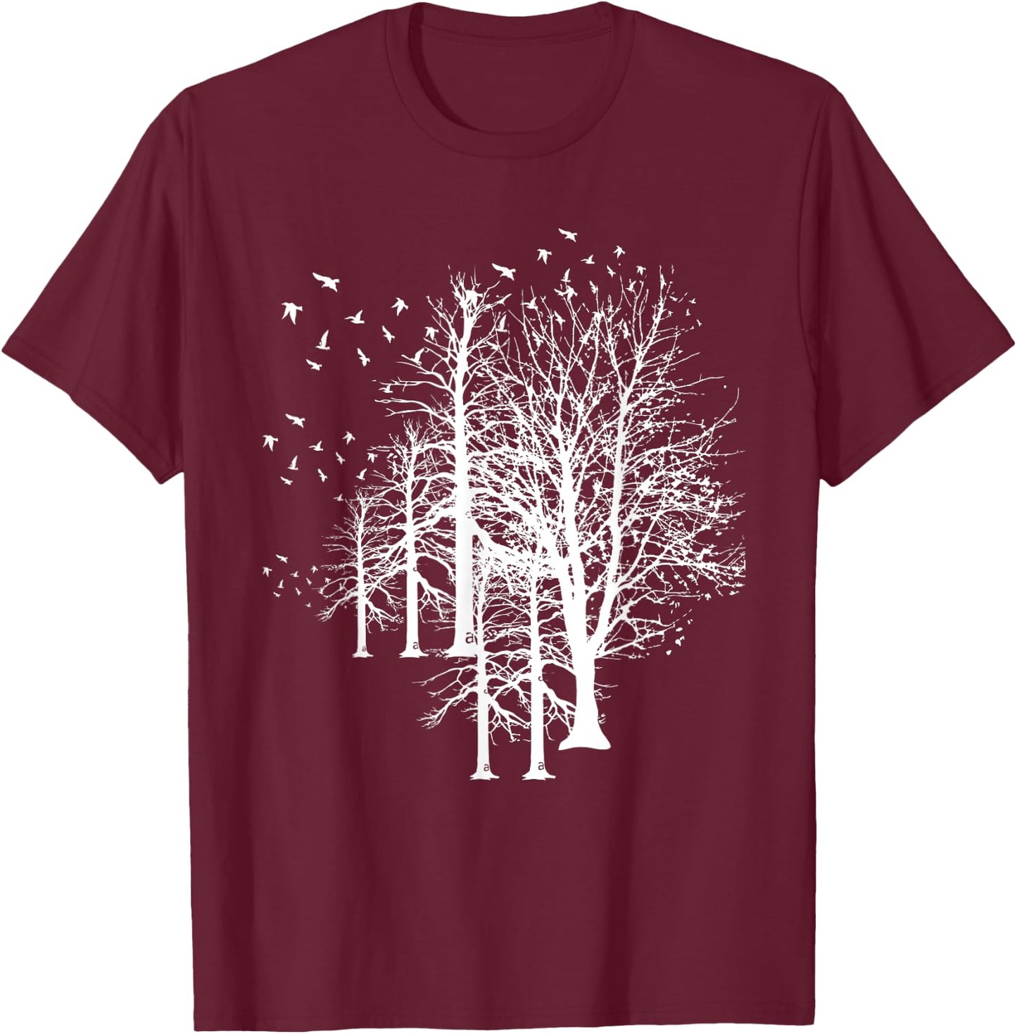 Outdoors Forest Trees Wildlife Flock Of Birds Nature T-Shirt - T-Shirt | Maroon