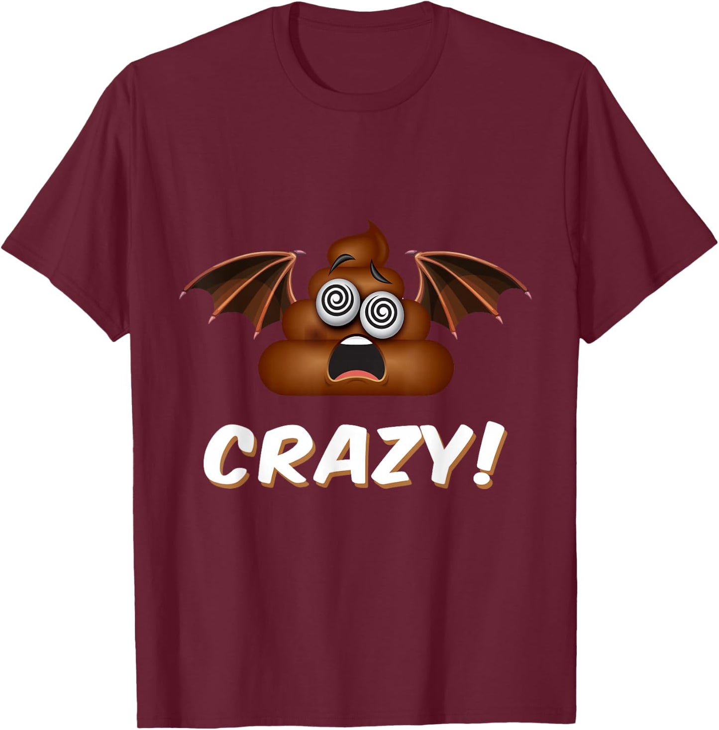 Funny Halloween Bat Shit Crazy Poop Emoticon T-Shirt - T-Shirt | Maroon