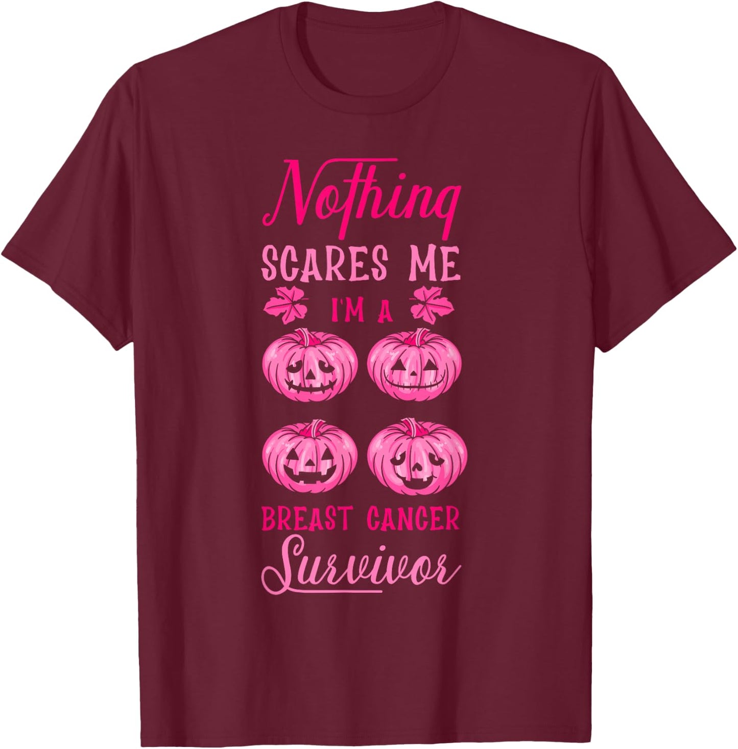 Breast Cancer Halloween Party Survivor Pink Pumpkin T-Shirt - T-Shirt | Maroon