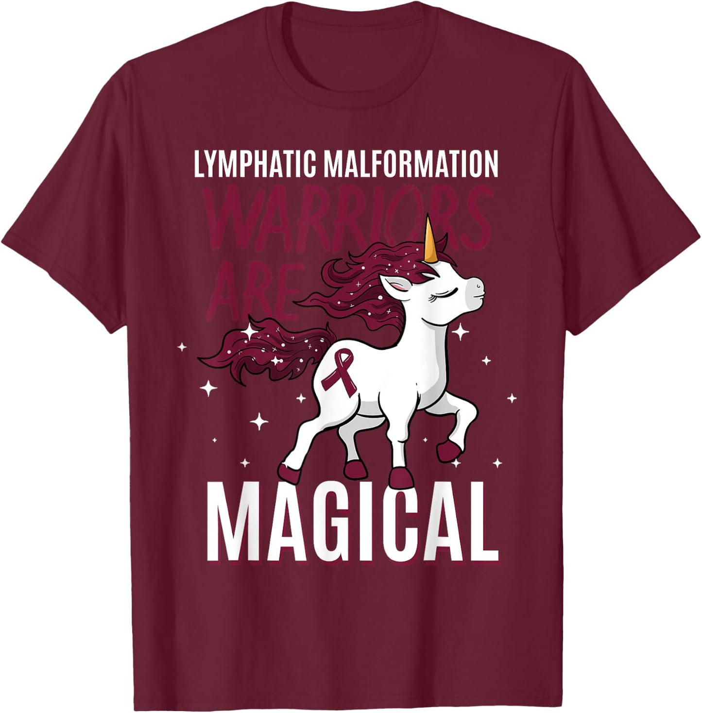 Lymphatic Malformation Awareness Unicorn Lover Lymphangioma T-Shirt - T-Shirt | Maroon