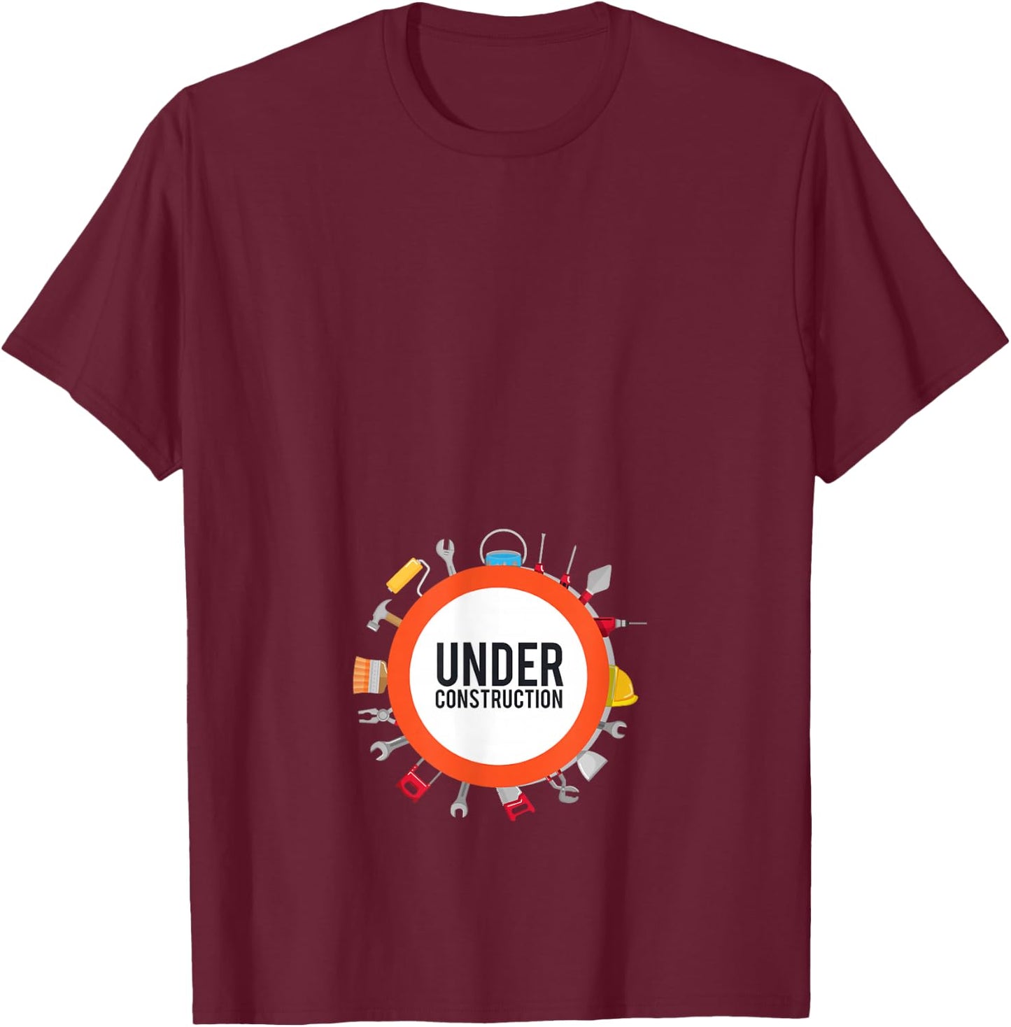 Funny Under Construction Pregnancy Announcement T-Shirt - T-Shirt | Maroon