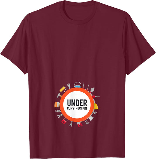 Funny Under Construction Pregnancy Announcement T-Shirt - T-Shirt | Maroon